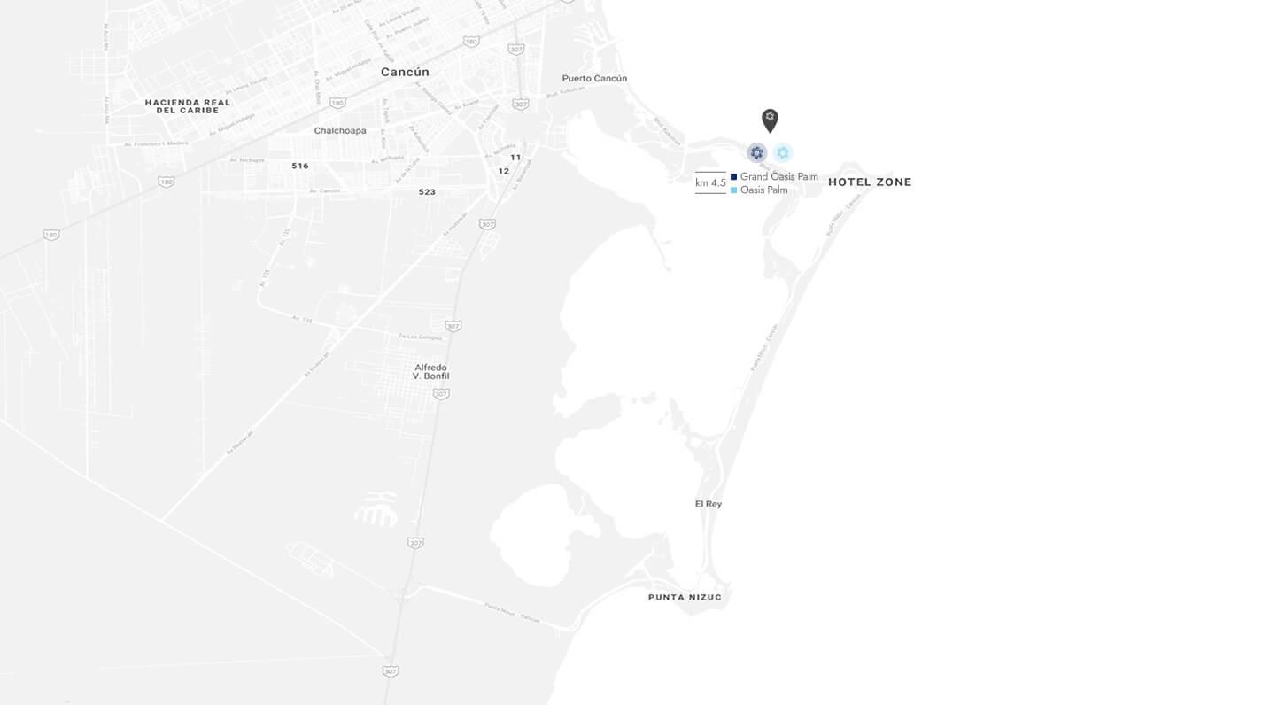 Mapa de ubicación del hotel Oasis Palm