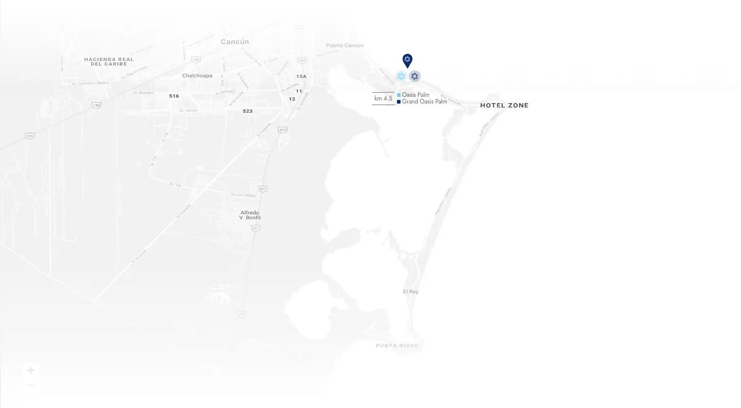 Mapa de ubicación del hotel Oasis Palm